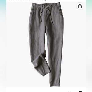 Cropped Linen Tapered Pant - Gray - Size Medium